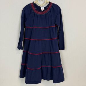 Hanna Andersson Navy Red Smocked A-line Dress US-5